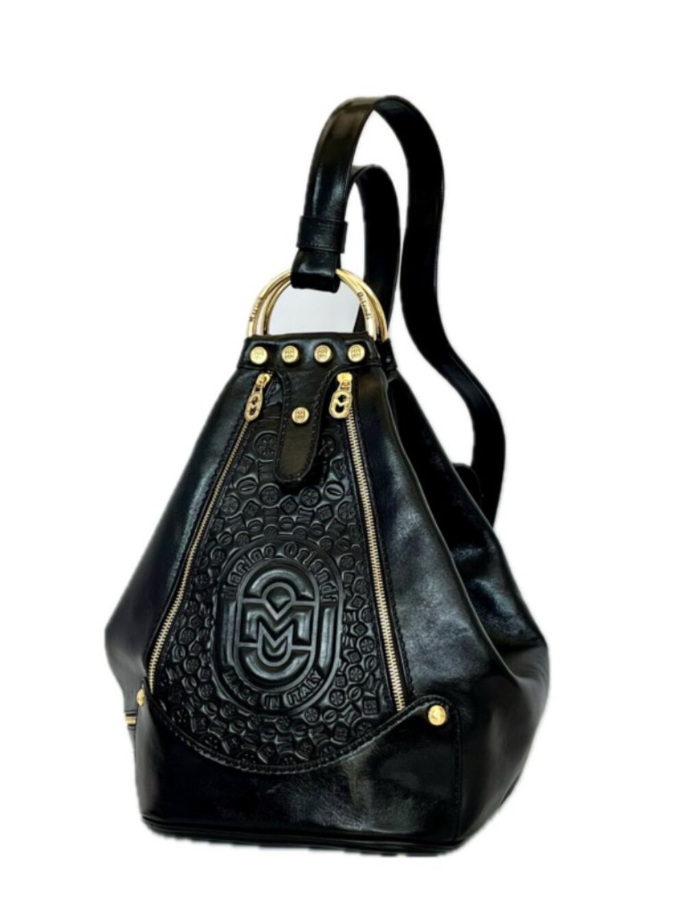 NWT MARINO ORLANDI MADE IN ITALY BLACK LEATHER BACKPACK SLING SHOULDER BAG